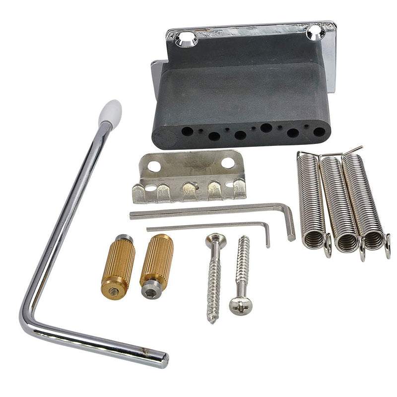 Wilkinson WV2-SB 54mm Vintage Steel Saddles 2-Point Guitar Tremolo Bridge with Full Solid Steel Block for Import Strat and Japan Strat Guitar, Chrome