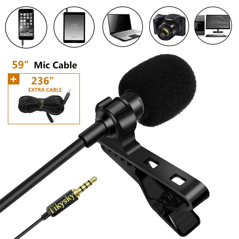 [AUSTRALIA] - Tikysky Lavalier Microphone for iPhone Android Cell Phone Camera,Lapel Mic Noise Cancellation System Clip On for YouTube Video Podcast 