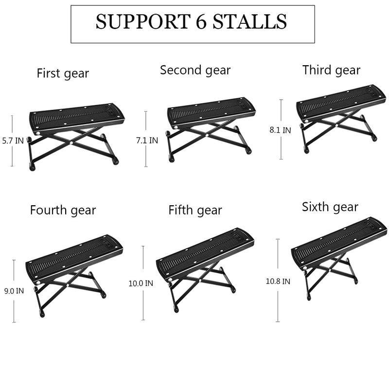 Guitar Foot Rest, Height Adjustable Guitar Footstools/Folding Footstool,Pedal (Black)