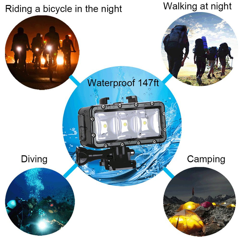 Suptig XShot Dimmable Waterproof (45m) LED Video Light for GoPro Cameras