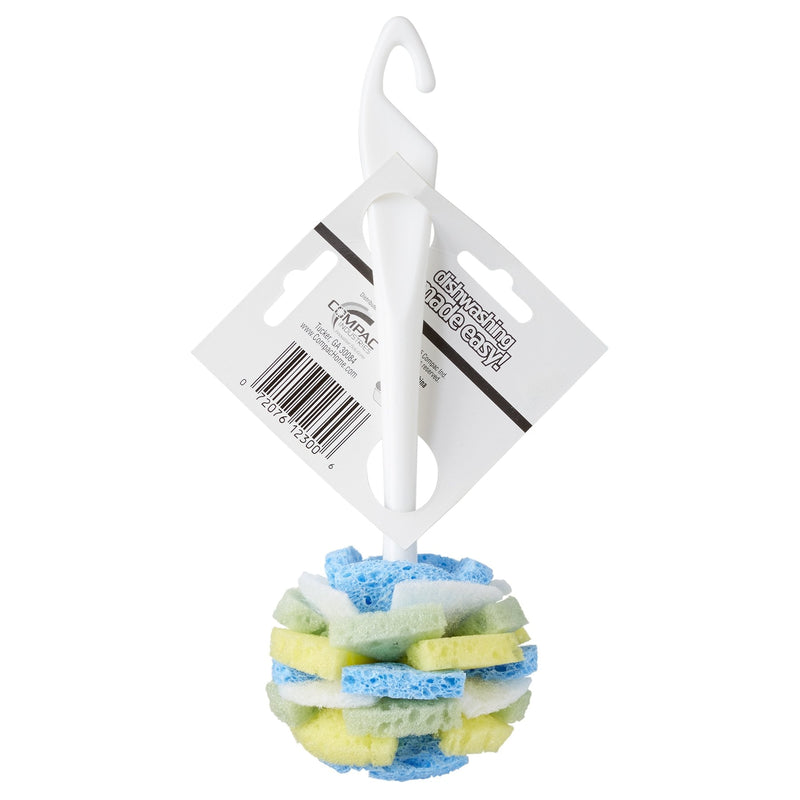 Compac’s Dish SpongeWand Plus Tri Surface Scrubbing Sponge with Cello Foam Scour Sponge Petals Cleans Dishes Glassware 360° Scrubber Pads for ToughtoClean Pots Pans, Multi-Color, (Pack of 6)