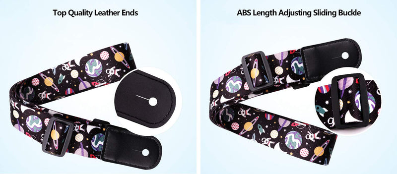 Cartoon, Space Aviation, Astronaut, Ukulele Strap Adjustable Length Leather Ends With Tie, Compatible With Mandolin, Banjo, etc.