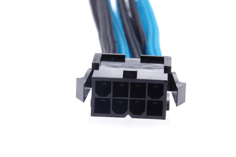 LM YN 8 Pin Motherboard Power Supply Extension Cable 4Pin 4Pin Black-Light Blue Length 12.6Inches
