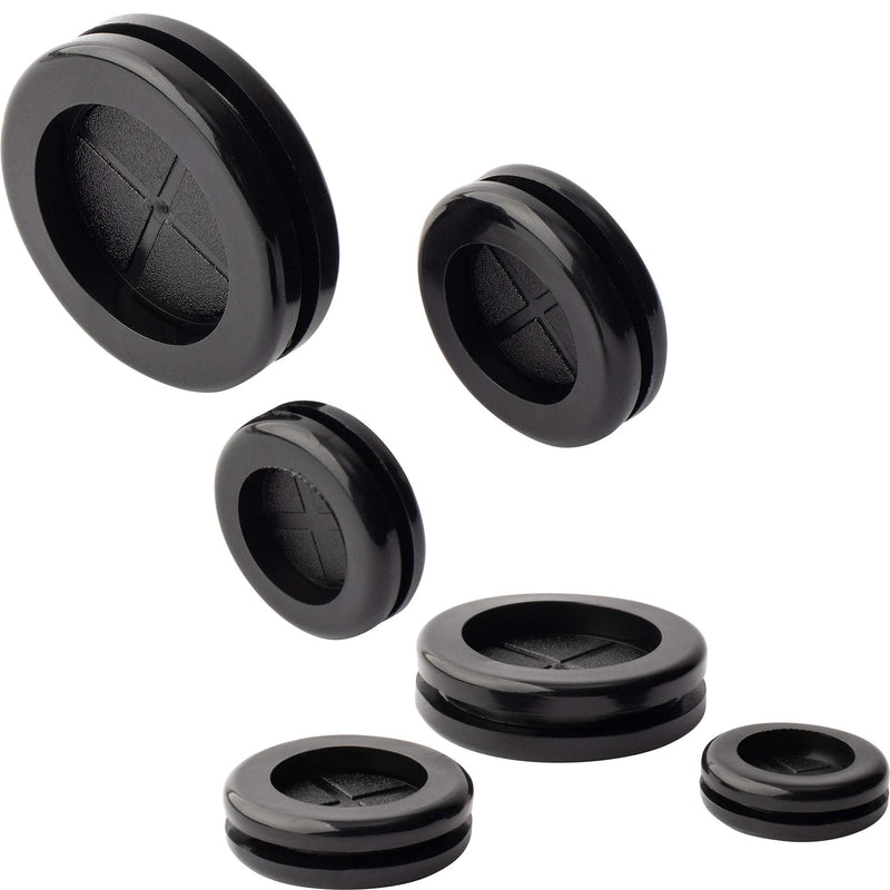 [AUSTRALIA] - ISPINNER 52pcs 6 Sizes Rubber Grommet, Double Sided Round Rubber Hole Plug, Drill Hole 5/8" 13/16" 7/8" 1" 1-3/16" 1-1/2" (Black) Black 