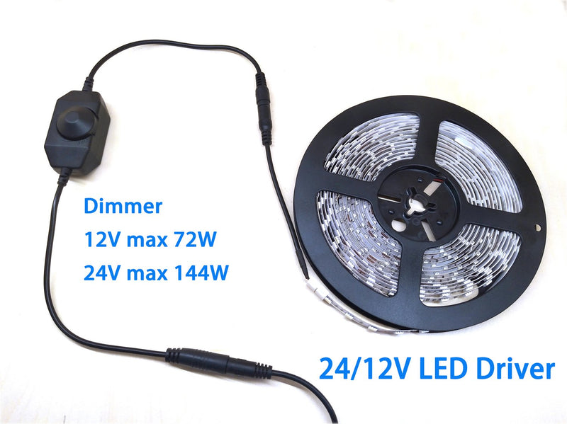 [AUSTRALIA] - LED Strip Light Dimmer Switch for Single Color LED Strip Light /LED Ribbon/LED Tape/LED Cabinet/LED Puck Light, DC12V-24V, 72W/144W 6A LED Lights Controller, Mini LED Dial Dimmer, Black by MSDUSA 
