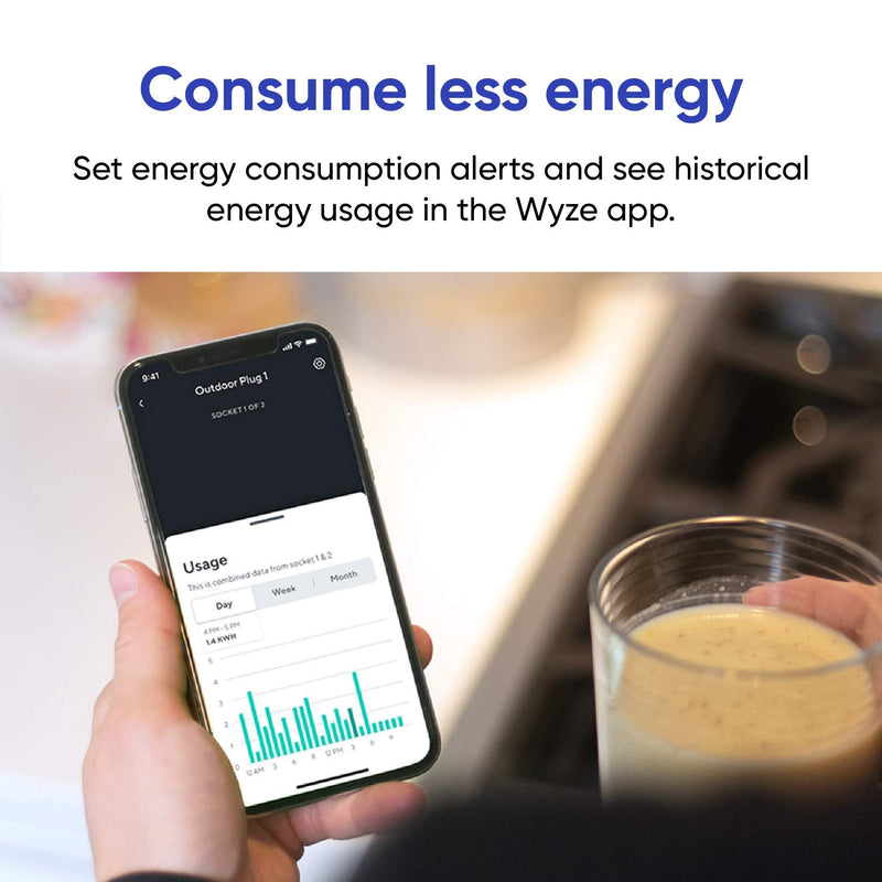 Wyze Plug Outdoor, Dual Outlets Energy Monitoring, IP64, 2.4GHz WiFi Smart Plug, Works with Alexa, Google Assistant, IFTTT, No Hub Required, Black – A Certified for Humans Device