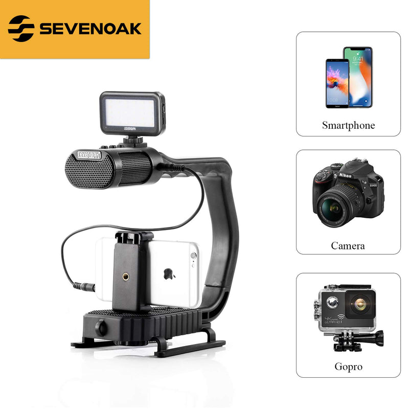 Sevenoak MicRig Universal Video Grip Handle with Integrated Stereo Microphone for DSLR Cameras, iPhone, Android Smartphones, GoPro HERO3, HERO3+ HERO4