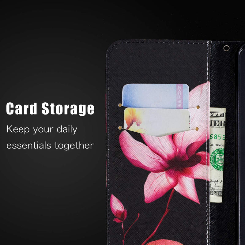 Samsung Galaxy A71 Case Shockproof PU Leather Flip Wallet Phone Cases Book Folio Slim Fit Magnetic Protective Cover Soft TPU Bumper with Stand Card Holder Slots for Samsung Galaxy A71 Lotus