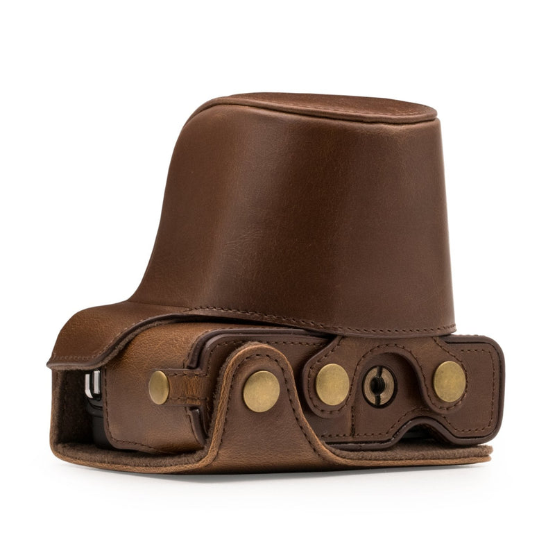 [AUSTRALIA] - MegaGear Ever Ready Leather Camera Case Compatible with Canon EOS M200, M100 (15-45mm) Dark Brown 