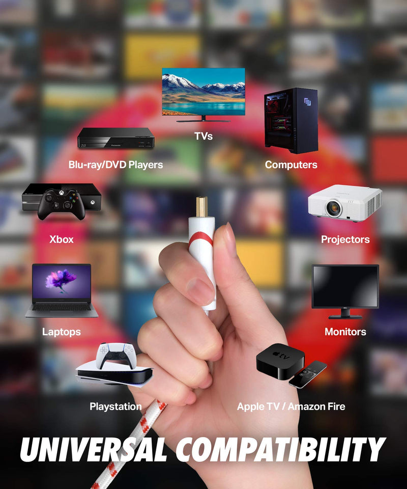 4K HDMI Cable, 1.5 ft - 2 Pack - 4K Resolution UHD - Supports Ethernet, HDR Video, Ultra HD, Bandwidth 18Gbps, ARC - HDCP 2.2 Compliant - High Speed HDMI Cable - 1.5 feet 1.5 feet (2-pack)