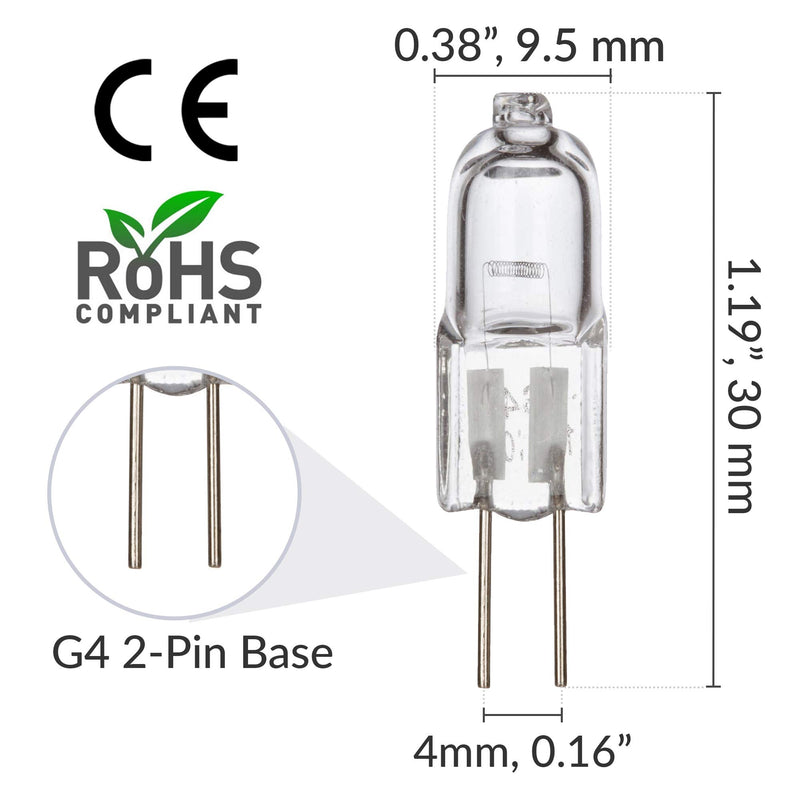 Simba Lighting Halogen G4 T3 10 Watt 120lm Bi-Pin Bulb (10 Pack) 12 Volt A/C or D/C for Accent Lights, Under Cabinet Puck Light, Chandeliers, Track Lighting, 10W 12V 2 Pin JC Warm White 2700K Dimmable 10.0