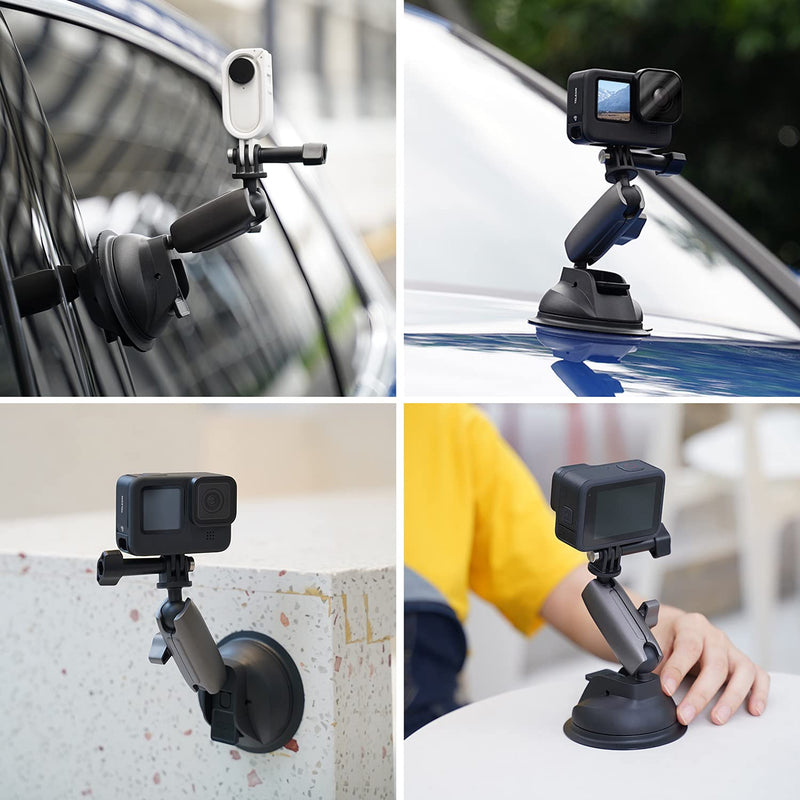 Suction Cup Mount Windshield Window Dashboard Car Mount with Phone Holder for GoPro Max Hero 9 8 7 6 5 Insta360 DJI Action 2 Osmo Pocket 2 iPhone Android