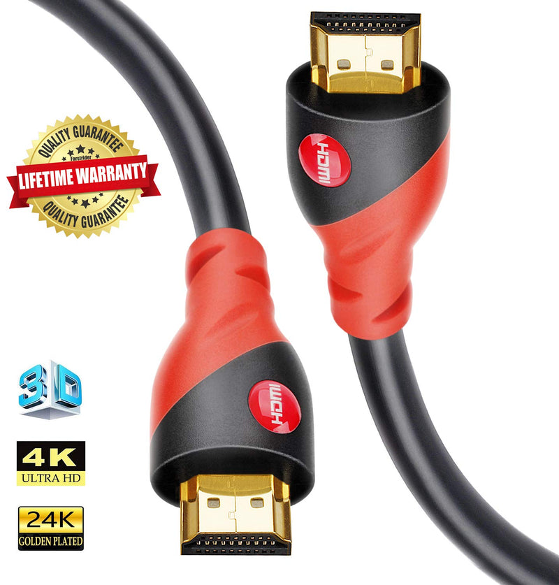 HDMI Cable 4K / HDMI Cord 25ft - Ultra HD 4K Ready HDMI 2.0 (4K@60Hz 4:4:4) - High Speed 18Gbps - 26AWG Cord-Ethernet /3D / ARC/CEC/HDCP 2.2 / CL3 by Farstrider 25 Feet Red