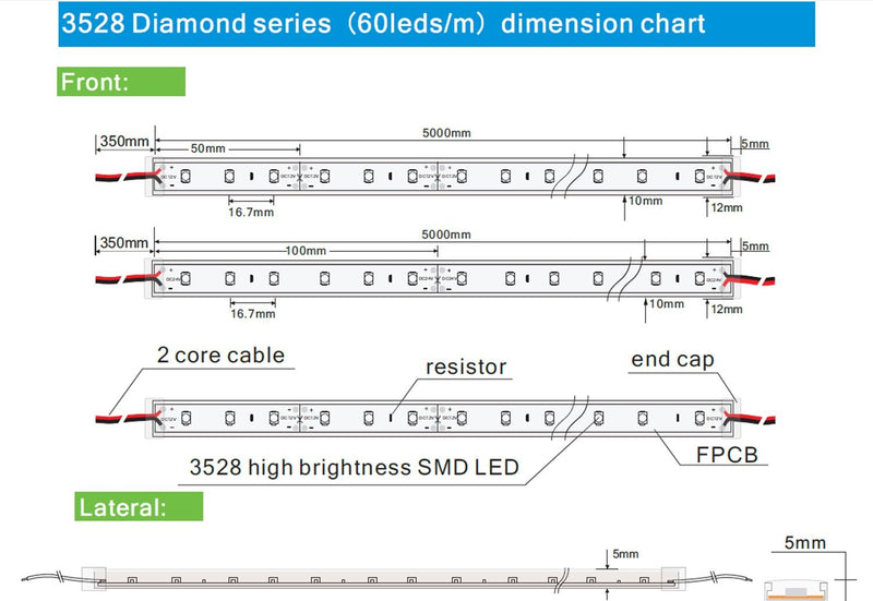 LEDMY DC24V Flexible Led Strip Light, led Tape Lights SMD3528 300LEDs IP68 Waterproof String Light, Strip Lights Used in Commercial, Project, Home and Outdoor (Warm White 3000K) 16.4FT/5M 24.0 Watts