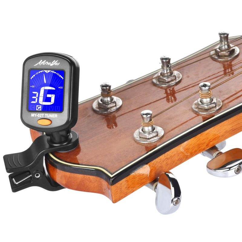 MOREYES Guitar Tuner with 360° Rotate for Guitar, Violin, Chromatic, Ukulele, Bass Easy to Read with LCD Display