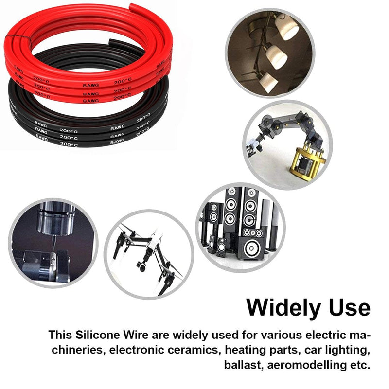 [AUSTRALIA] - 8awg Power Cable, Battery Cable [5 ft Black and 5 ft Red] 8 Gauge-1650 Strands of Tinned Copper Wire, Solder Through Quickly 8AWG [5 ft Black+5 ft Red] 
