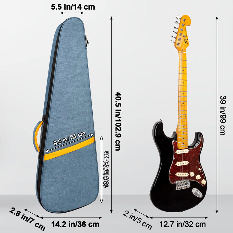 [AUSTRALIA] - MUZNOTE Electric Guitar Bag, Electric Guitar Case Padded Electric Guitar Gig Bag 13mm Padding Soft Guitar Case with Neck Strap, Back Hanger Loop, Blue 