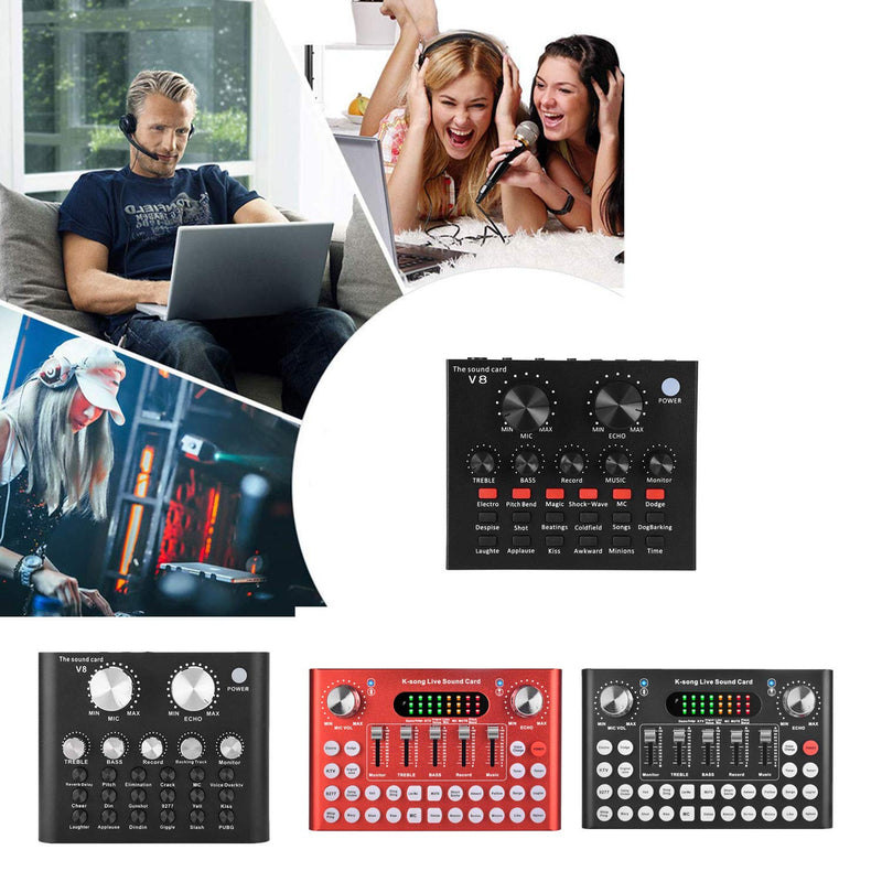 V8 Sound Card, REMALL Voice Changer for Sound Effects Board，Live Sound Card for Audio Mixer Streaming, Bluetooth Sound Board for Streaming， Podcast Mixer For Microphone, Karaoke YouTube for PC, iPhone