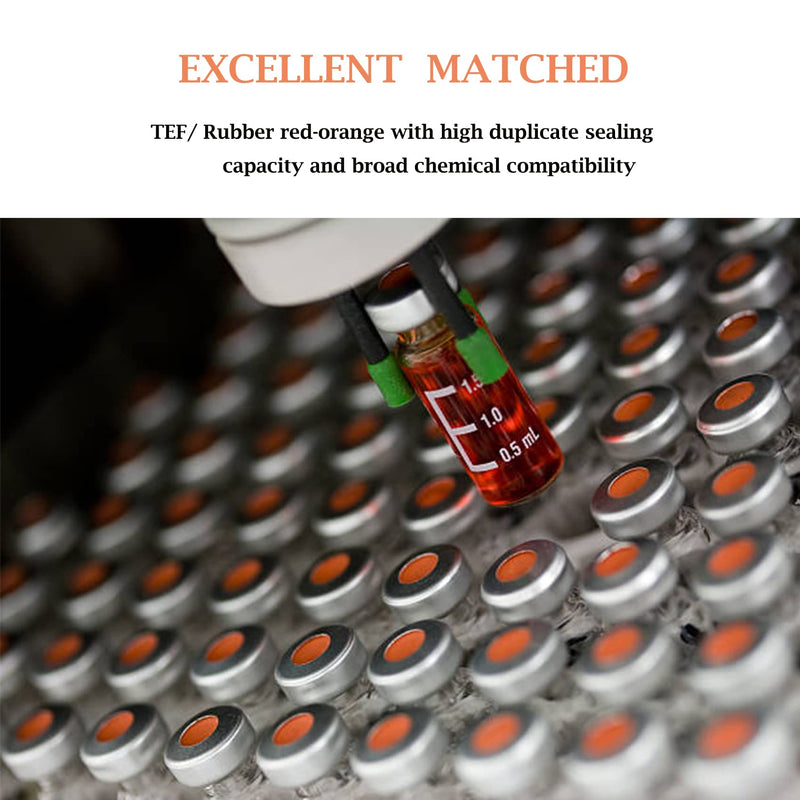PEKYBIO 2ML Autosampler Vial, Clear 11mm Wide Opening Crimp Top Vial, GC Vial with Graduation, 11mm Aluminum Silver Crimp Seals &Septa, 100pcs