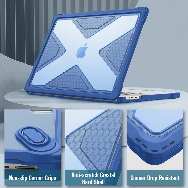 Fintie Protective Case for MacBook Pro 16 Inch Case A2485 (2021 Release) - Heavy Duty Rugged Hard Shell Case Cover with TPU Bumper for MacBook Pro 16" M1 Pro / Max Chip with Touch ID, Blue