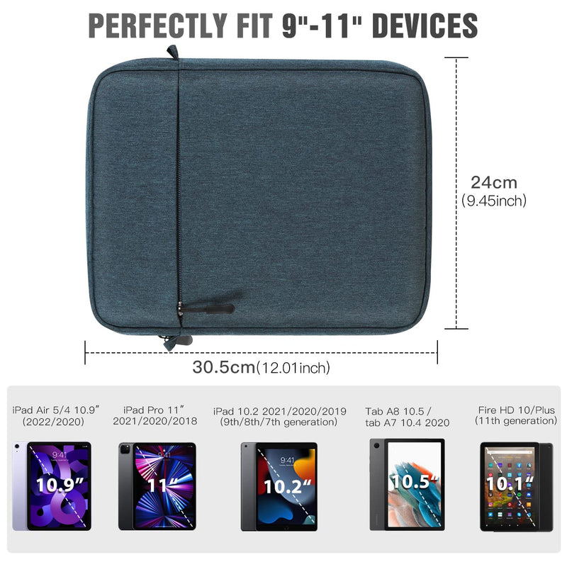 TiMOVO 9-11 Inch Tablet Sleeve Shoulder Bag for iPad Pro 11 2021-2018, iPad 10.2 2021-2019, iPad Air 5/4 10.9, iPad 9.7,Galaxy Tab A8 10.5 2022,Tab S8 11/A7 10.4,Tablet Bag with Handle, Indigo