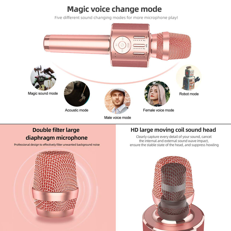 Karaoke Microphone Wireless Singing Machine with Bluetooth for iPhone/Android/PC,Handheld professional Mic Speaker for Birthday Christmas Party Gift/Singing Practice/speaking/meeting/car stereo