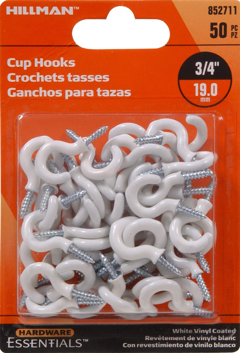 Hardware Essentials Cup Hook White 3/4" Vinyl