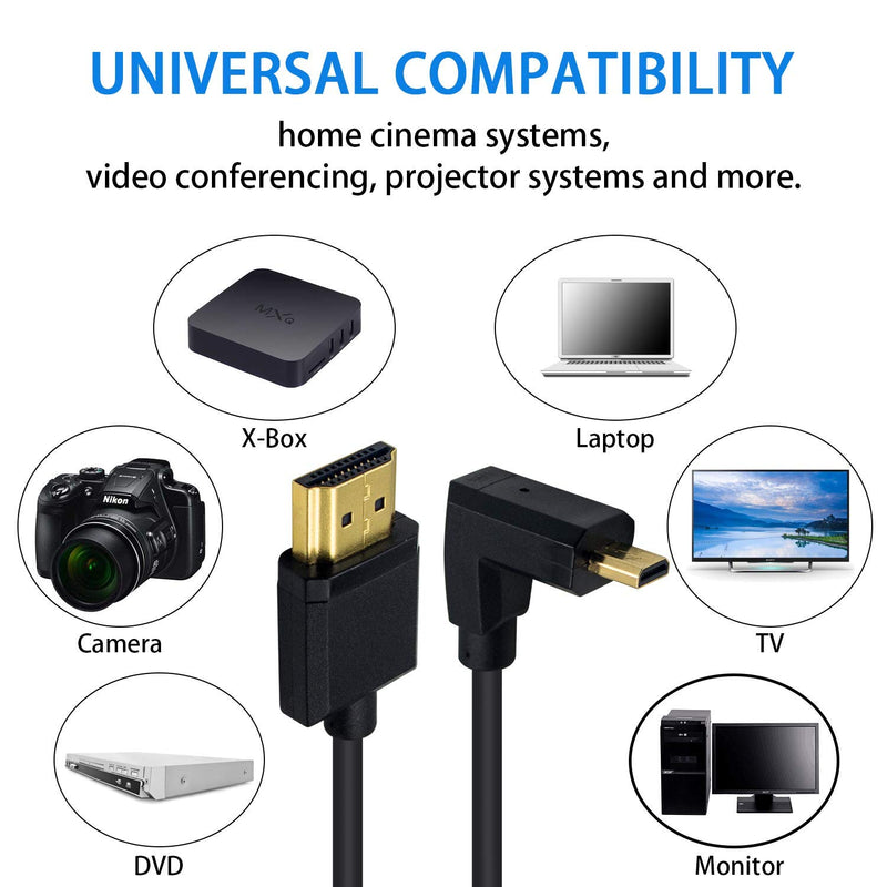 [AUSTRALIA] - Duttek Micro HDMI to Standard HDMI Cable, Micro HDMI to HDMI Adapter Cable, Extreme Thin UP Angled Micro HDMI Male to HDMI Male Cable for 1080P, 4K, UltraHD, 3D, Ethernet (6 inch/ 15cm) UP Angled 15cm 