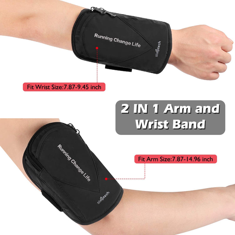 simptech Running Phone Armband, Sweatproof Workout Phone Holder for iPhone 11 Pro Max/Xr/Xs Max/X/8/7 Plus, Galaxy S10/S9/S8 Plus and Note10/9/8 Black