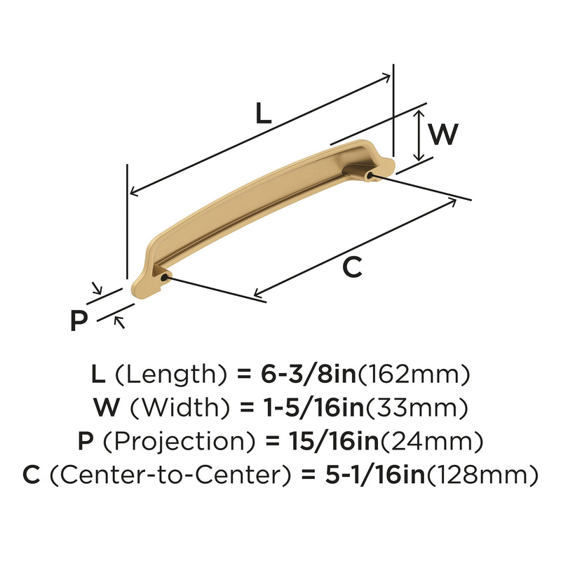 Amerock | Cabinet Cup Pull | Champagne Bronze | 5-1/16 inch (128 mm) Center-to-Center | Stature | 1 Pack | Drawer Pull | Cabinet Handle | Cabinet Hardware 5-1/16 in. Center-to-Center Pack of 1