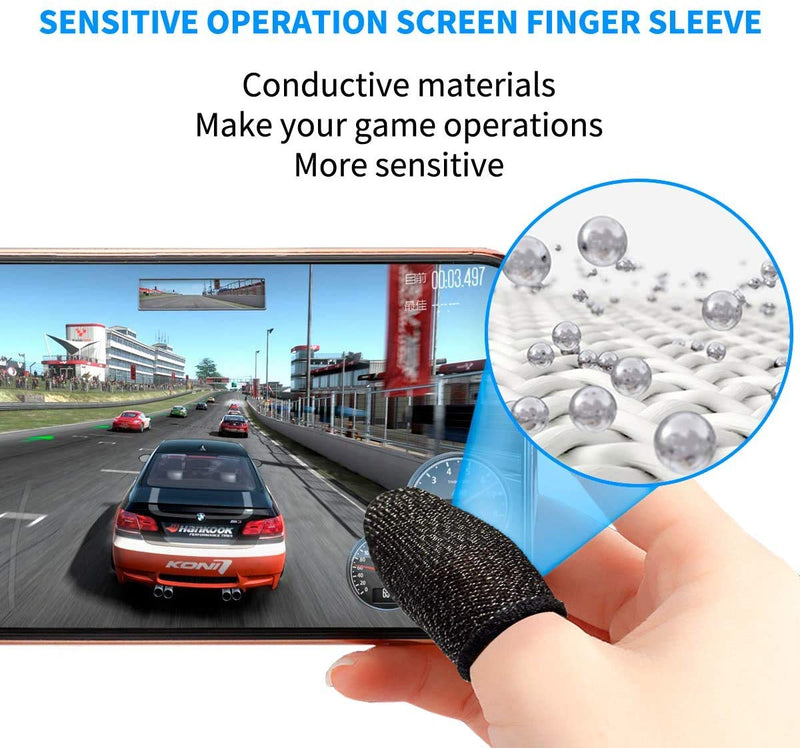 Game Controller Finger Sleeve, Anti-Sweat Breathable Full Touch Screen Sensitive Shoot Aim Joysticks Finger Set for Mobile Games, Compatible with iPhone/iPad/Android Phone and Tablet (10 Pack) 10 Pack