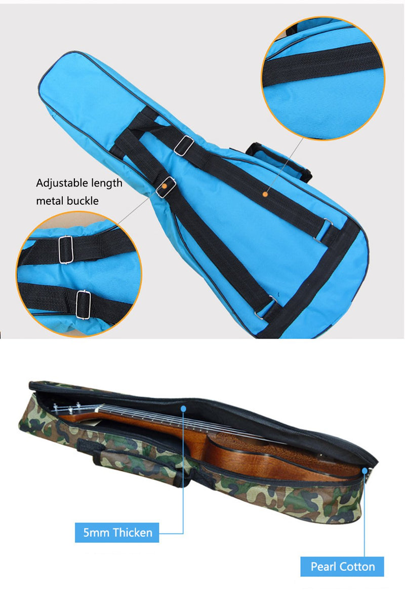 [AUSTRALIA] - HOT SEAL Waterproof Durable Colorful Ukulele Cotton Case Bag with Storage (21in, light blue) 21in 