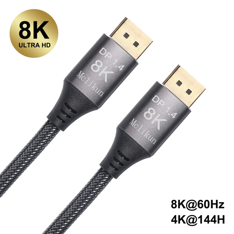 8K DisplayPort Cable Ultra HD 8K 4K Copper Cord DP 1.4 HBR3 8K@60Hz 4K@144Hz 1080P@240Hz High Speed 32.4Gbps HDCP 3D Slim and Flexible Cable (2m 6.6ft) 2m 6..6ft