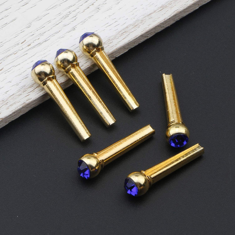 Unxuey 6pcs 6 String Golden Brass Guitar Bridge Pins with Saddle Nut Set for Acoustic Guitar