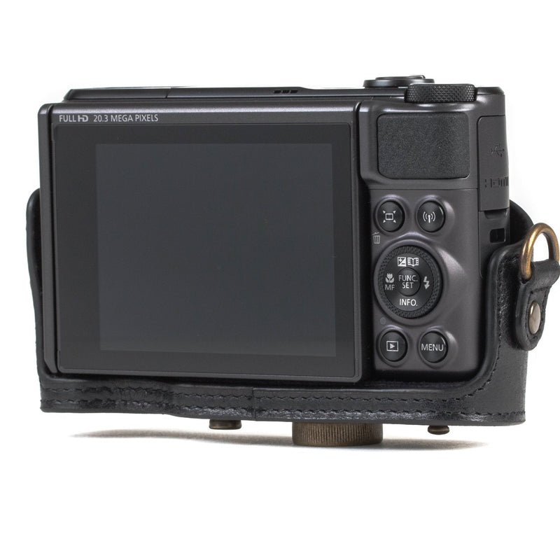 MegaGear MG1176 Canon PowerShot SX740 HS, SX730 HS Ever Ready Genuine Leather Camera Case with Strap - Black