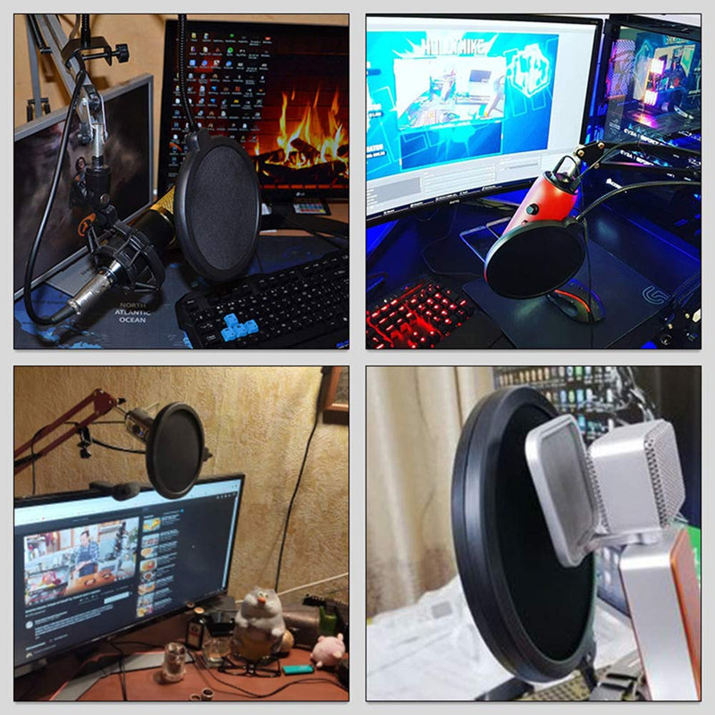 [AUSTRALIA] - Upgrade Microphone POP Filter with Double Layer Screen and Flexible 360°Gooseneck Clip Stabilizing Arm for For Recordings, Broadcasting, Streaming, Singing 