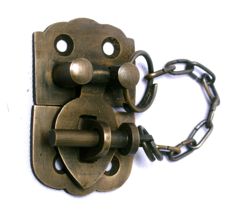 Small Trunk or Chest Hasp With Chain Pin by Nesha