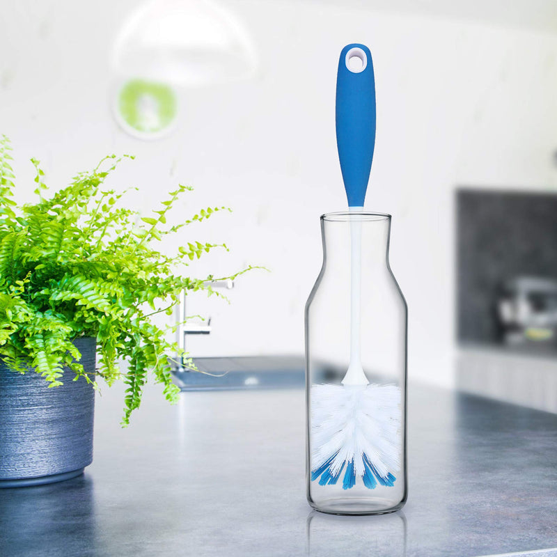 PHYEX 2 Pack Long Handle Bottle Scrubbing Brushes, Bottle Cleaner for Washing Glasswares, Wine Decanter, Hydro Flask Tumbler, Sinks, Food Jars Blue Handle