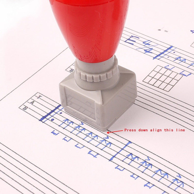 Mr.Power Guitar Chord Stamp Black Ink(3 Frets)/Ukulele(5 fret) DIY Mini Rubber Stamp(Red Ink) red