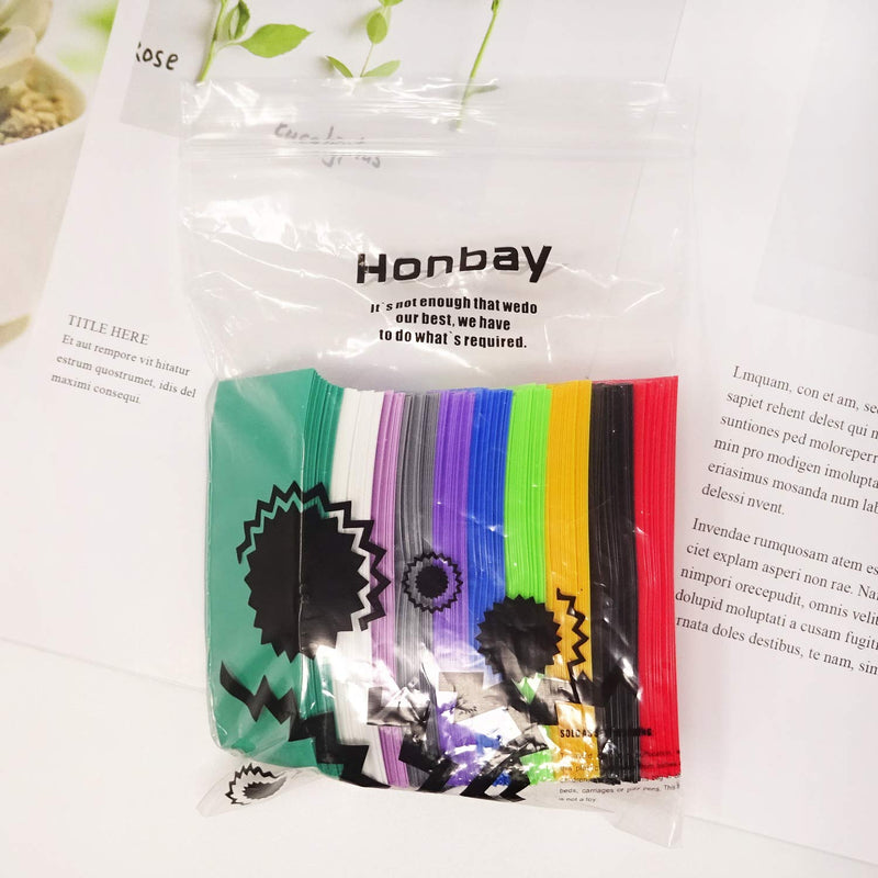Honbay 200PCS 10 Colors 30x72mm Battery Shrink Film Colorful Battery Wraps PVC Heat Shrink Tubing Tube for 18650 Battery