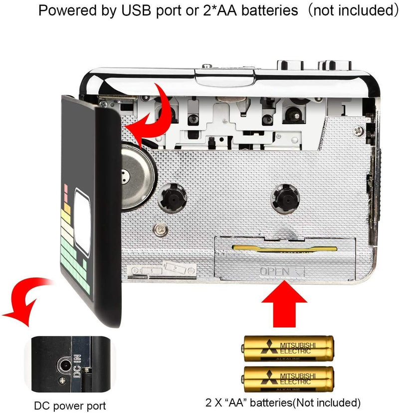 USB Cassette Player Tape to MP3 Converter, Portable Walkman Audio Music Player Cassette-to-MP3 Converter with Earphones, No PC Required