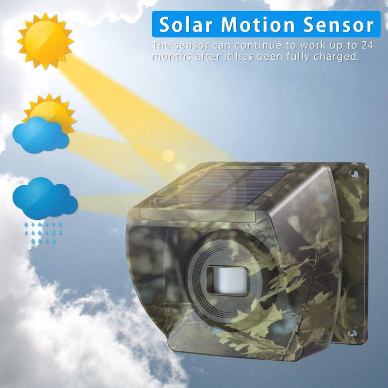Solar Driveway Alarm Wireless Outside 1800ft Range, Outdoor Motion Sensor & Detector Driveway Alert System with Rechargeable Battery/Weatherproof/Mute Mode (Sensor-Camouflage) Sensor-Camouflage