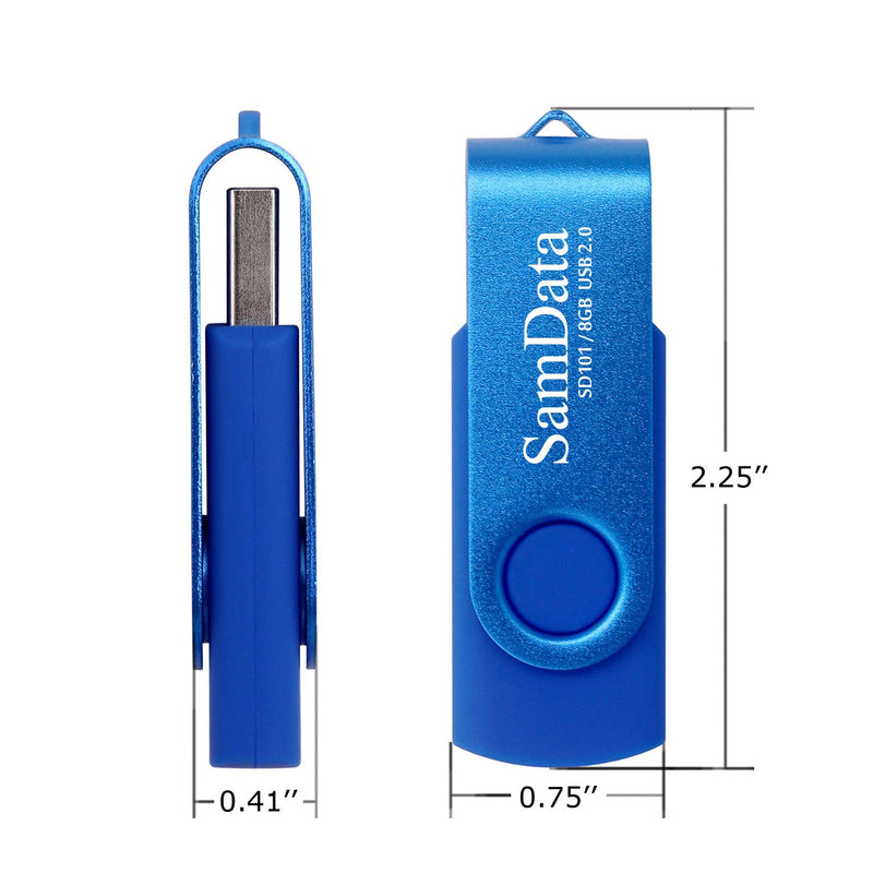 SamData 8GB USB Flash Drives 2 Pack 8GB Thumb Drives Memory Stick Jump Drive with LED Light for Storage and Backup (2 Colors: Black Blue) Blue Black 8GB*2