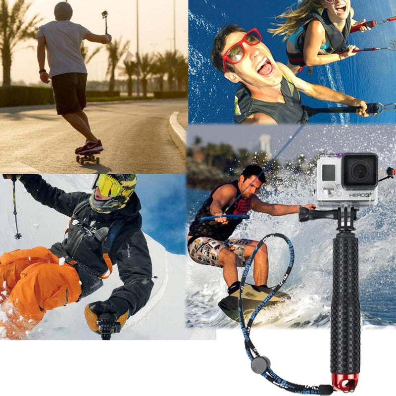 Walway 19'' Waterproof Underwater Hand Grip Adjustable Extension Selfie Stick Monopod Pole for GOPRO Hero 6/5/ 5 Session/ 4 Session/ 4/3+/ 3/2/1, GeekPro, AKASO, Xiaomi Yi, SJCAM SJ4000 (Red) Red