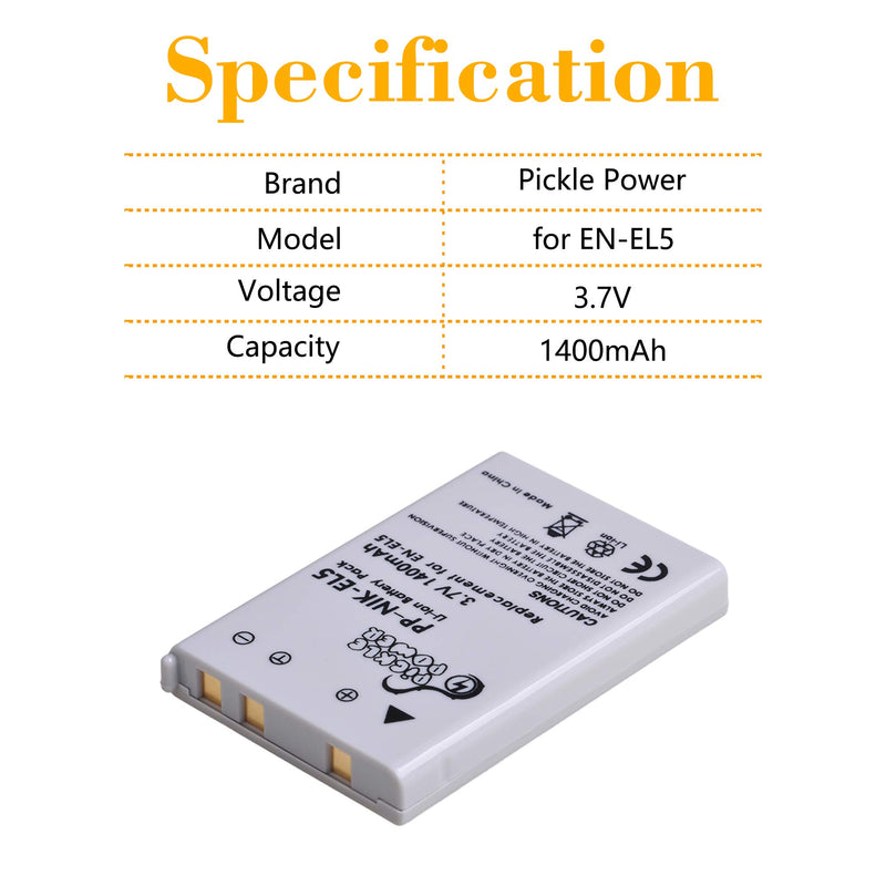 EN-EL5 Camera Battery 3 Pcs & Pickle Power MH-61 Battery LCD USB Charger Kit Work with Nikon Coolpix 3700 4200 5200 5900 7900 P3 P4 P80 P90 P100 P500 P510 P520 P530 P5000 P5100 P6000 S10 Cameras.