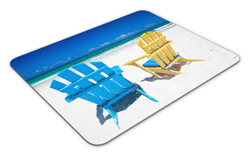 Colorful wooden chairs on beach Mouse Pad mouse mouse pad Mouse Pad Pad Office Mouse Pad Gaming Mouse Pad Mat Mouse Pad mousepad Dimension: 9.5" x 7.9"