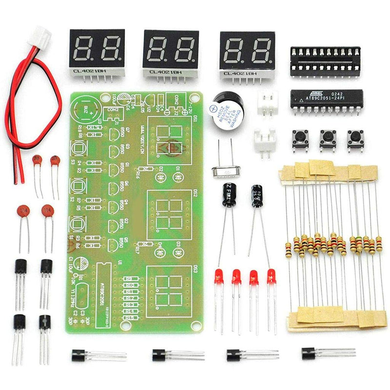 DAOKI Digital Clock DIY Kit 6Bits C51 AT89C2051 Chip Electronic Alarm Clock Kit PCB Board Soldering Practice FR-4 for Arduino with Battery Holder