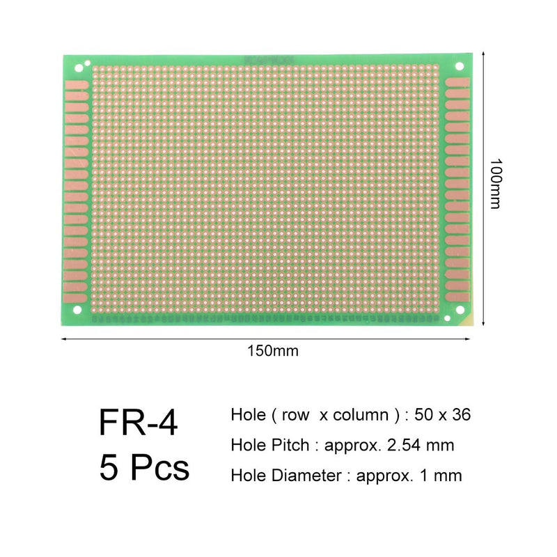 uxcell 100x150mm Single Sided Universal Printed Circuit Board for DIY Soldering 5pcs