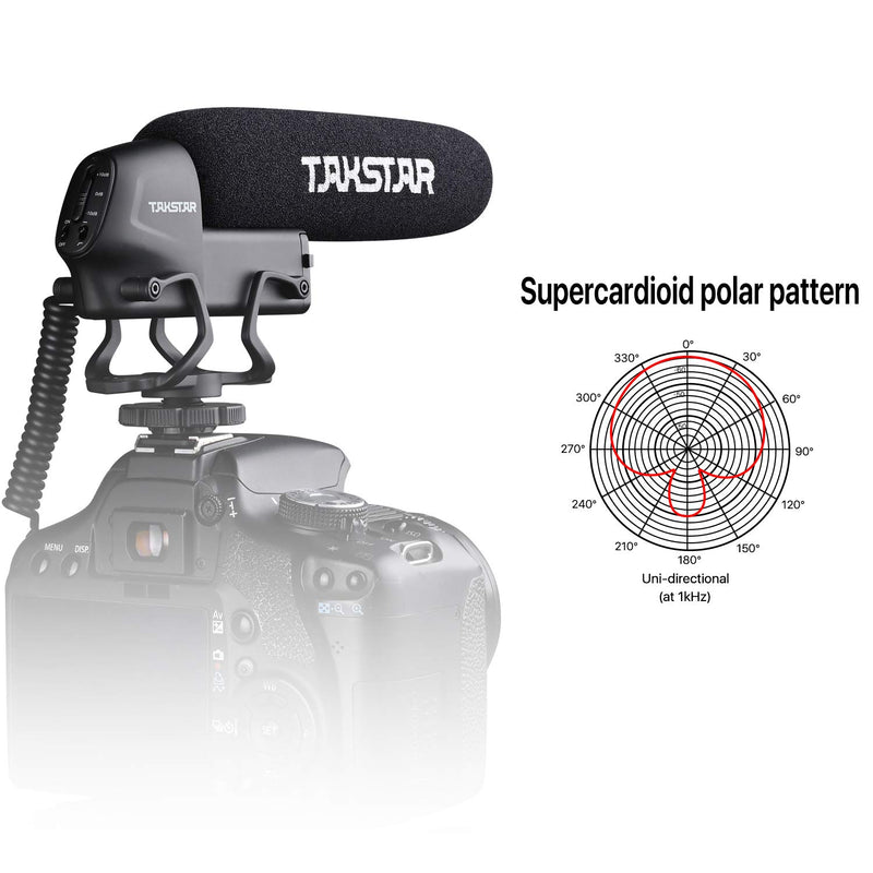 TAKSTAR SGC-600 Shotgun Microphone Interview Photography Microphone Condenser Recording MIC for Nikon Canon DSLR Camera DV Camcorder (3.5mm Interface) Professional Video Accessories with Windscreen