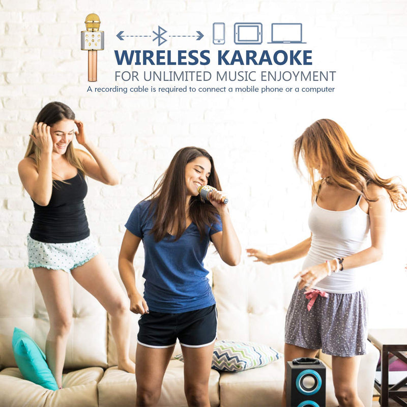 [AUSTRALIA] - Wireless Bluetooth Karaoke Microphone, Portable Karaoke Machine for Kid Birthday Party Christmas, Best Gifts Toys for Girls Boys Gold 